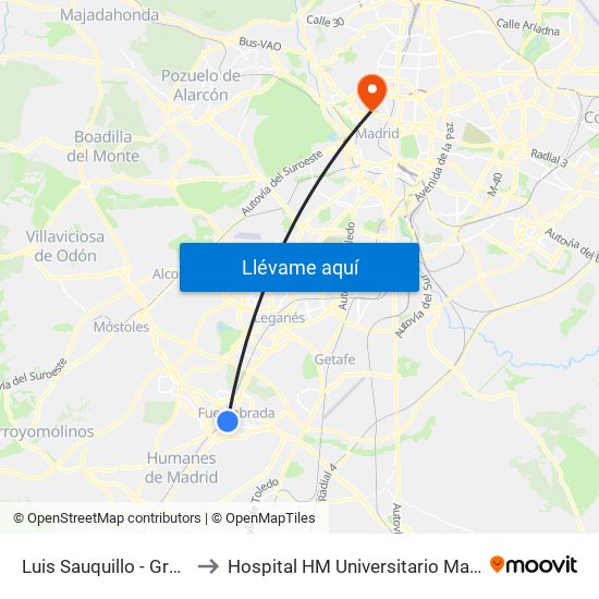 Luis Sauquillo - Grecia to Hospital HM Universitario Madrid map