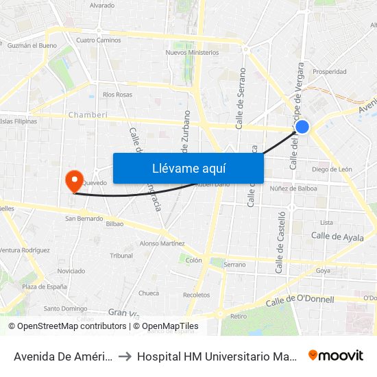 Avenida De América to Hospital HM Universitario Madrid map
