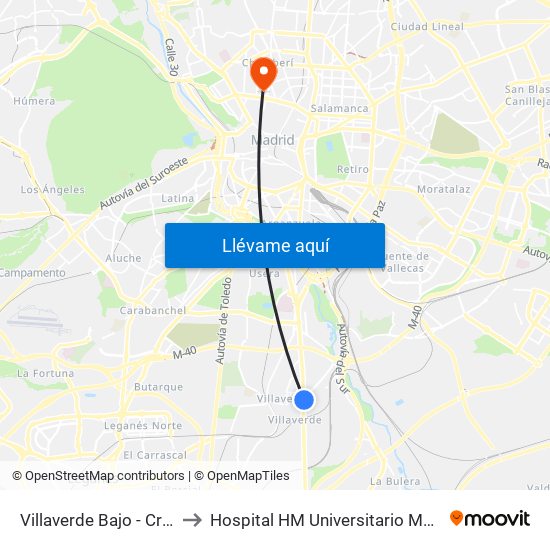 Villaverde Bajo - Cruce to Hospital HM Universitario Madrid map