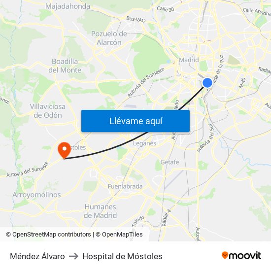 Méndez Álvaro to Hospital de Móstoles map