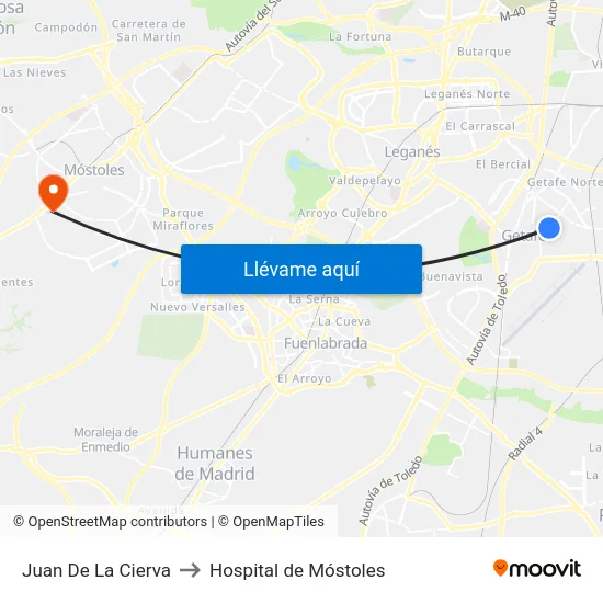 Juan De La Cierva to Hospital de Móstoles map