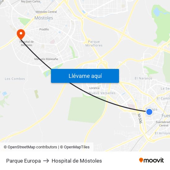 Parque Europa to Hospital de Móstoles map