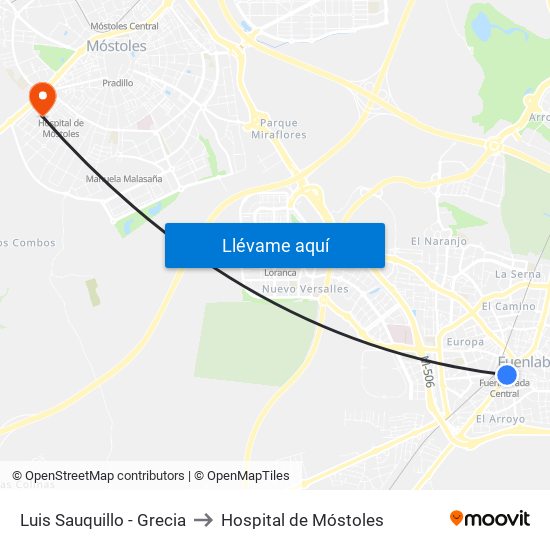 Luis Sauquillo - Grecia to Hospital de Móstoles map