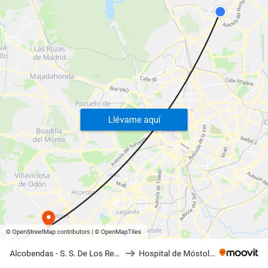 Alcobendas - S. S. De Los Reyes to Hospital de Móstoles map