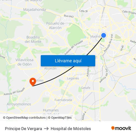 Príncipe De Vergara to Hospital de Móstoles map