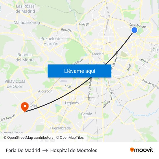 Feria De Madrid to Hospital de Móstoles map