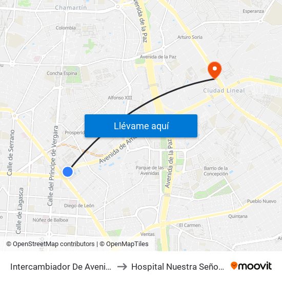 Intercambiador De Avenida De América to Hospital Nuestra Señora de América map