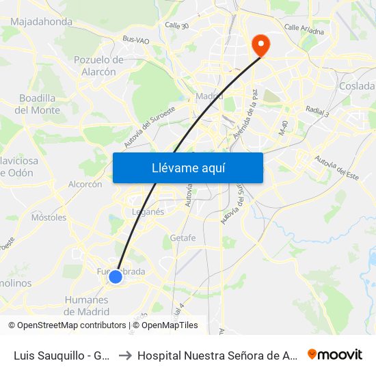 Luis Sauquillo - Grecia to Hospital Nuestra Señora de América map
