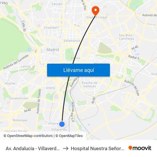Av. Andalucía - Villaverde Bajo Cruce to Hospital Nuestra Señora de América map
