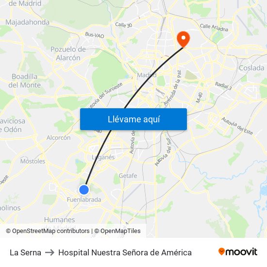 La Serna to Hospital Nuestra Señora de América map