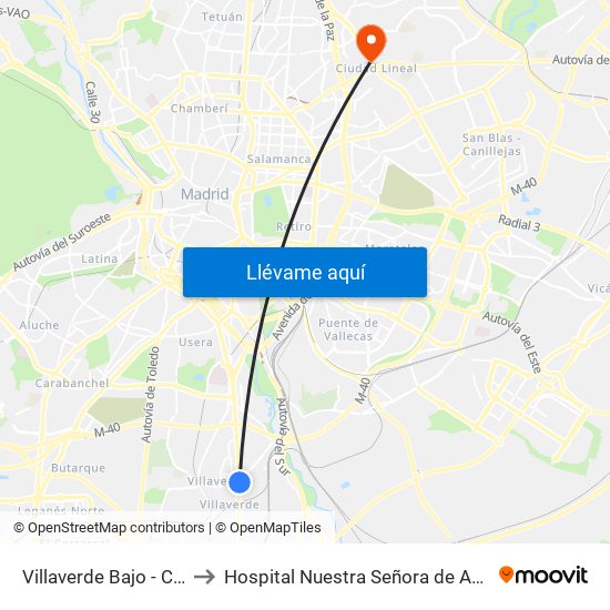 Villaverde Bajo - Cruce to Hospital Nuestra Señora de América map