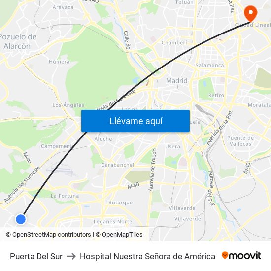 Puerta Del Sur to Hospital Nuestra Señora de América map