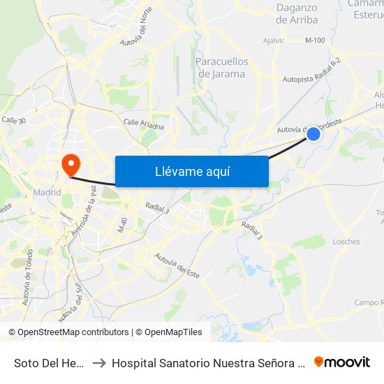 Soto Del Henares to Hospital Sanatorio Nuestra Señora del Rosario map