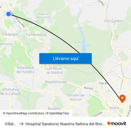 Villalba to Hospital Sanatorio Nuestra Señora del Rosario map