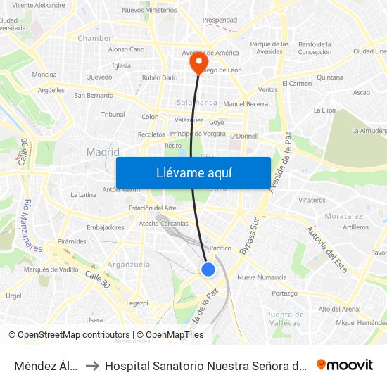 Méndez Álvaro to Hospital Sanatorio Nuestra Señora del Rosario map