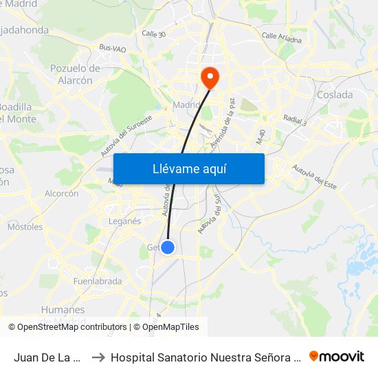Juan De La Cierva to Hospital Sanatorio Nuestra Señora del Rosario map