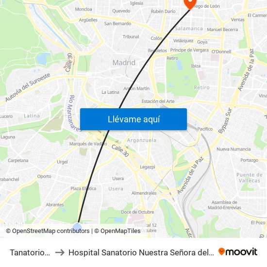 Tanatorio Sur to Hospital Sanatorio Nuestra Señora del Rosario map