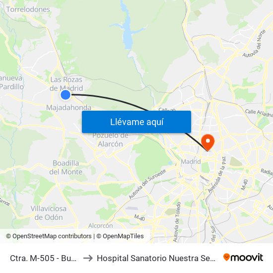 Ctra. M-505 - Burgocentro to Hospital Sanatorio Nuestra Señora del Rosario map