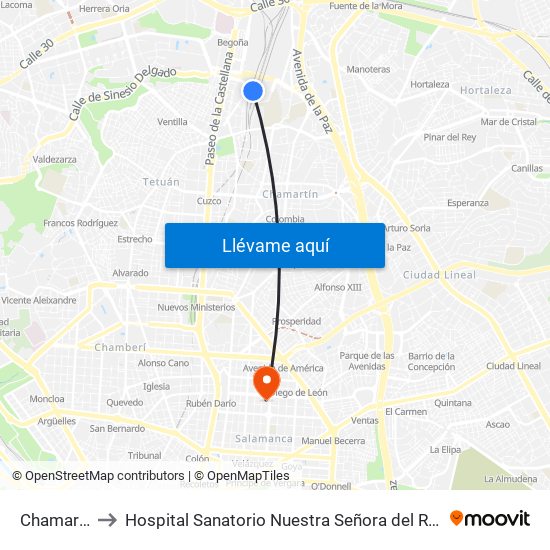 Chamartín to Hospital Sanatorio Nuestra Señora del Rosario map