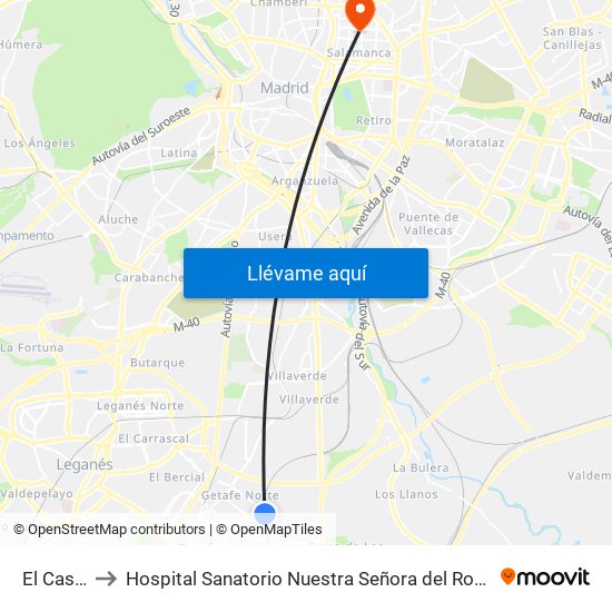 El Casar to Hospital Sanatorio Nuestra Señora del Rosario map