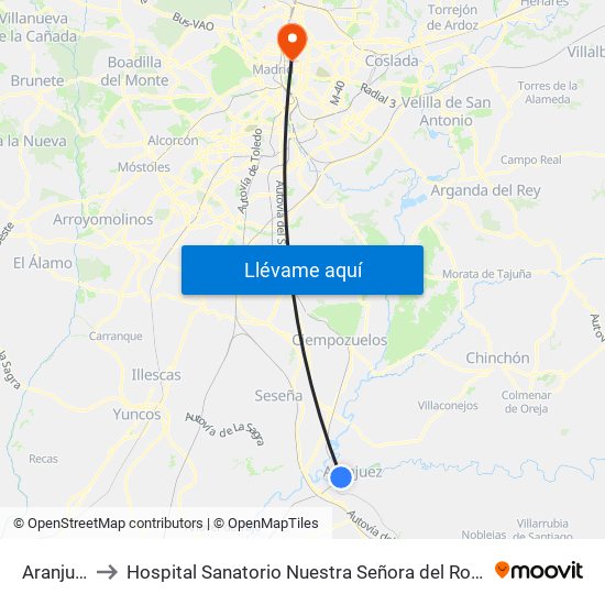 Aranjuez to Hospital Sanatorio Nuestra Señora del Rosario map