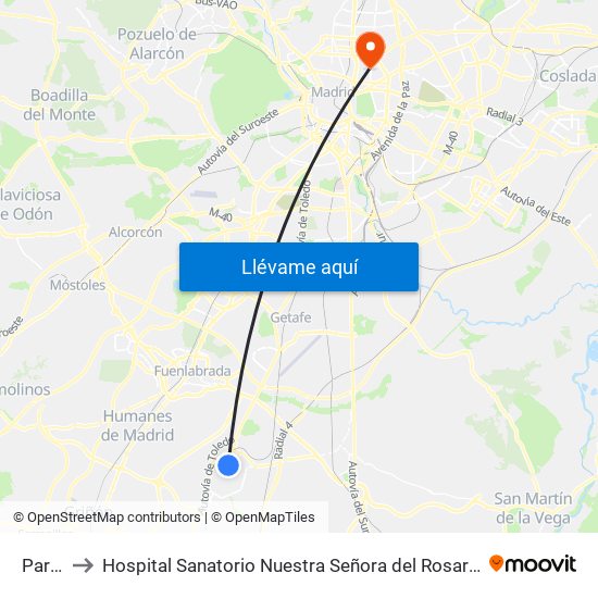 Parla to Hospital Sanatorio Nuestra Señora del Rosario map
