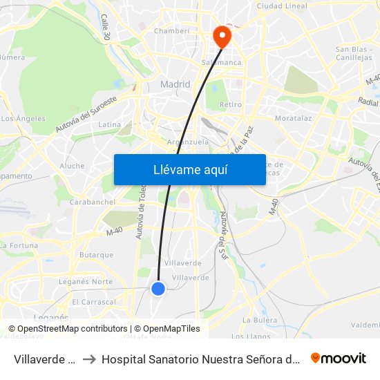 Villaverde Alto to Hospital Sanatorio Nuestra Señora del Rosario map