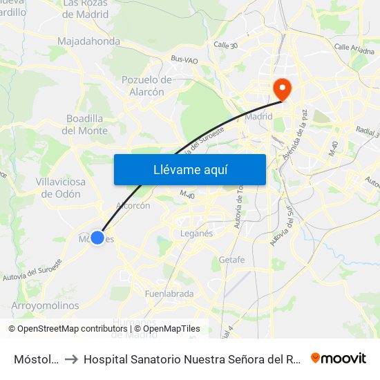 Móstoles to Hospital Sanatorio Nuestra Señora del Rosario map