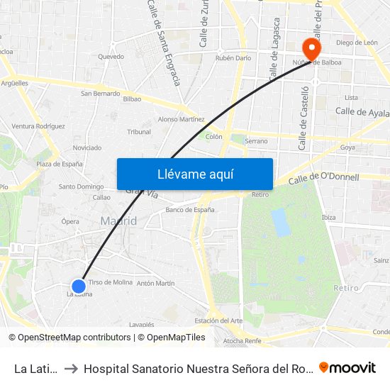 La Latina to Hospital Sanatorio Nuestra Señora del Rosario map