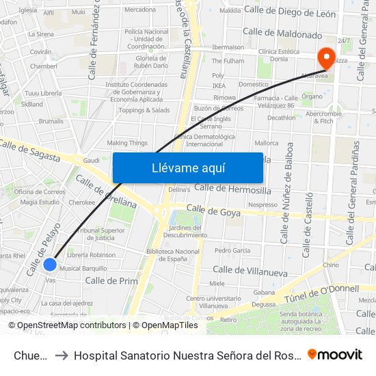 Chueca to Hospital Sanatorio Nuestra Señora del Rosario map
