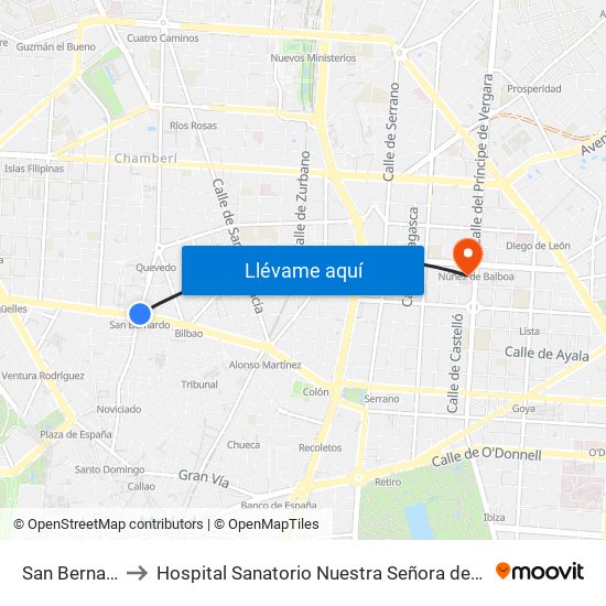 San Bernardo to Hospital Sanatorio Nuestra Señora del Rosario map