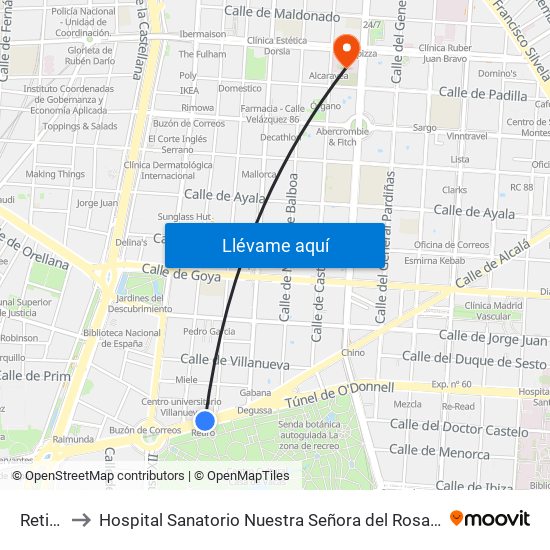 Retiro to Hospital Sanatorio Nuestra Señora del Rosario map