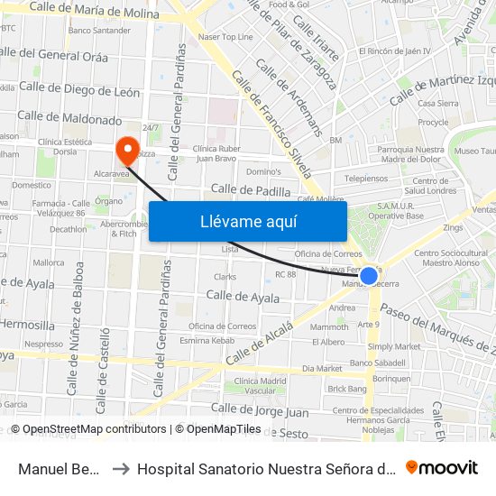 Manuel Becerra to Hospital Sanatorio Nuestra Señora del Rosario map