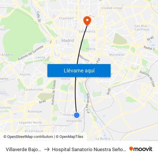 Villaverde Bajo - Cruce to Hospital Sanatorio Nuestra Señora del Rosario map