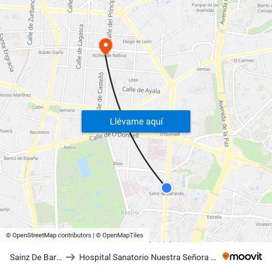 Sainz De Baranda to Hospital Sanatorio Nuestra Señora del Rosario map