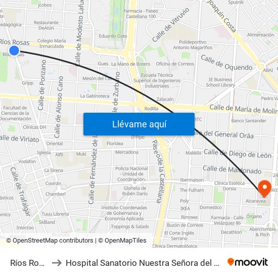 Ríos Rosas to Hospital Sanatorio Nuestra Señora del Rosario map