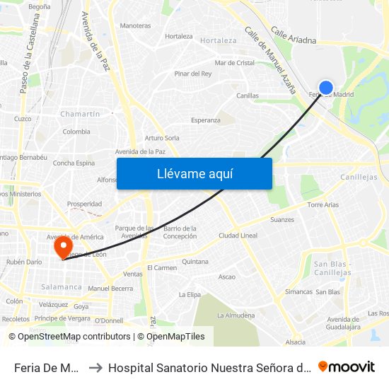 Feria De Madrid to Hospital Sanatorio Nuestra Señora del Rosario map