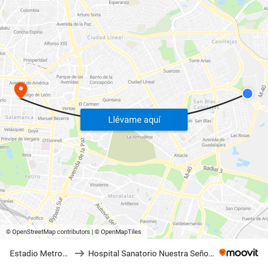 Estadio Metropolitano to Hospital Sanatorio Nuestra Señora del Rosario map