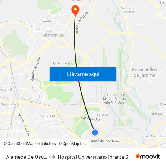 Alameda De Osuna to Hospital Universitario Infanta Sofía map