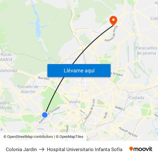 Colonia Jardín to Hospital Universitario Infanta Sofía map