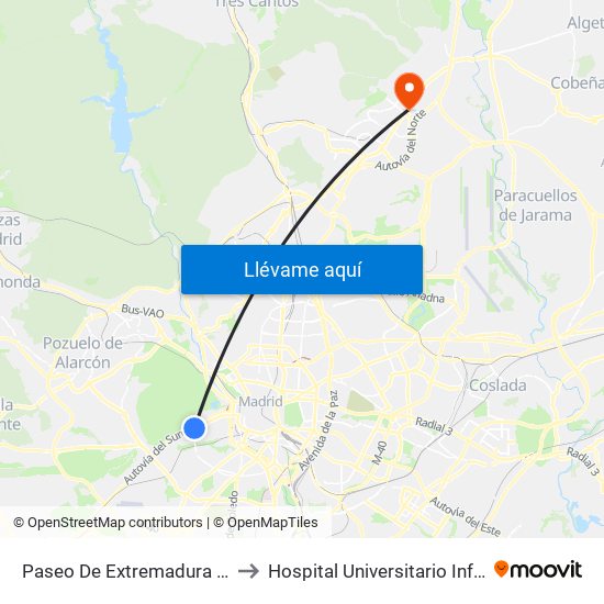 Paseo De Extremadura - El Greco to Hospital Universitario Infanta Sofía map
