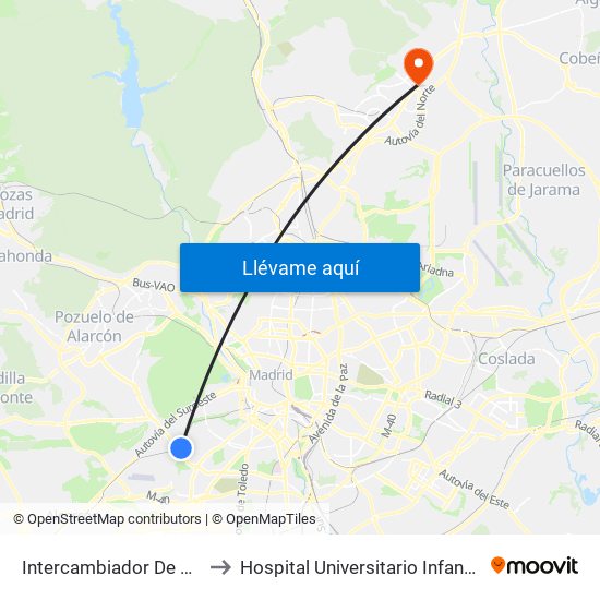 Intercambiador De Aluche to Hospital Universitario Infanta Sofía map