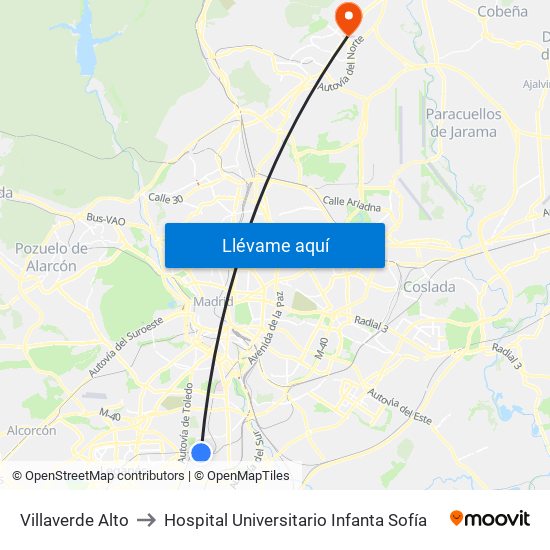 Villaverde Alto to Hospital Universitario Infanta Sofía map
