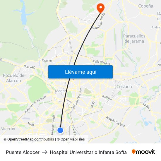 Puente Alcocer to Hospital Universitario Infanta Sofía map