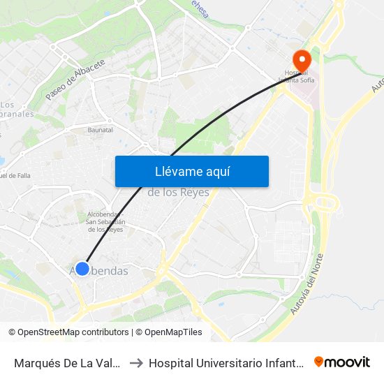 Marqués De La Valdavia to Hospital Universitario Infanta Sofía map