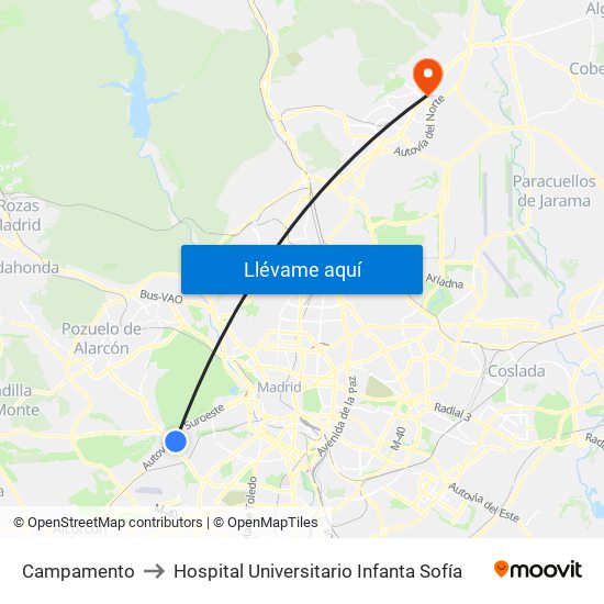 Campamento to Hospital Universitario Infanta Sofía map