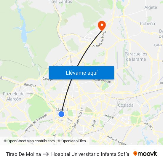 Tirso De Molina to Hospital Universitario Infanta Sofía map