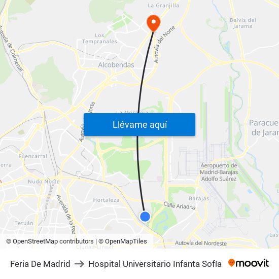 Feria De Madrid to Hospital Universitario Infanta Sofía map