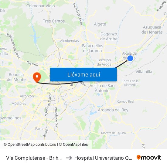 Vía Complutense - Brihuega to Hospital Universitario Quirón map