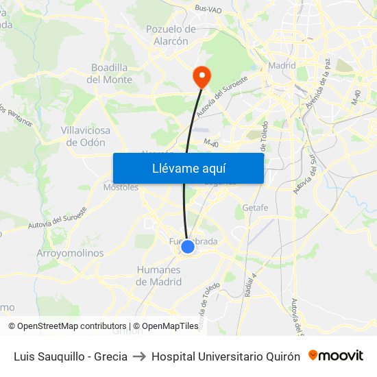 Luis Sauquillo - Grecia to Hospital Universitario Quirón map
